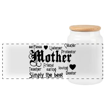 Mother Mutter Spruch Mama Familie Liebe Geschenk - Panorama Keksdose mit Holzdeckel - Weiß - Vorne