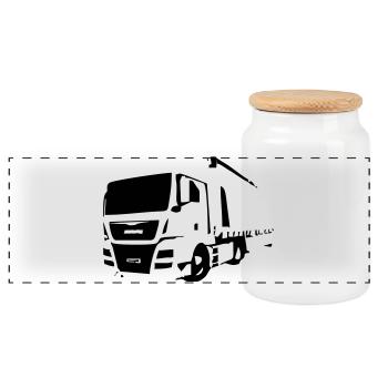 Truck2 - Panorama Keksdose mit Holzdeckel - Weiß - Vorne