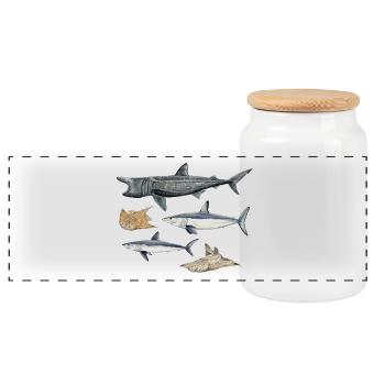 Requins - Requins - Requins - Boîte à biscuits avec couvercle en bois - blanc - Devant