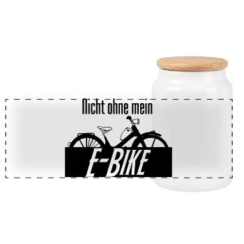 E-Bike Spruch Fahrrad Radfahrer Rad Geschenk - Panorama Keksdose mit Holzdeckel - Weiß - Vorne