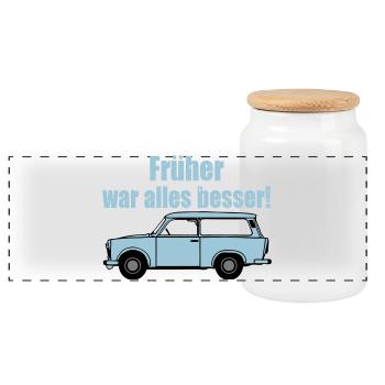  , DDR Kult , früher war alles besser (25) - Panorama Keksdose mit Holzdeckel - Weiß - Vorne