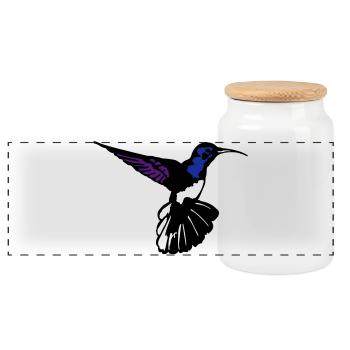 colibri - Panoramic Cookie Jar with Wooden Lid - white - Front