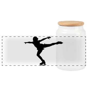 patinage artistique - Boîte à biscuits avec couvercle en bois - blanc - Devant