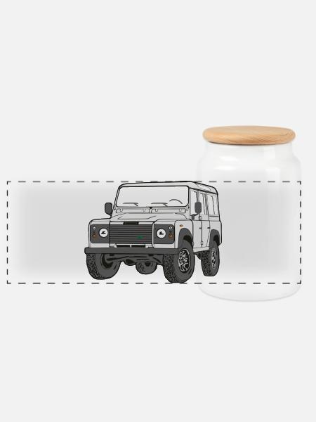 4x4 Defender 110 Adventure - Panoramic Cookie Jar with Wooden Lid - white