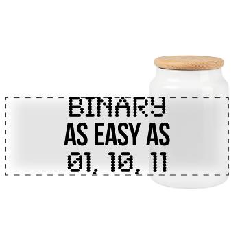 binary - Panoramic Cookie Jar with Wooden Lid - white - Front