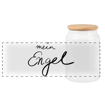 mein Engel - Panorama Keksdose mit Holzdeckel - Weiß - Vorne