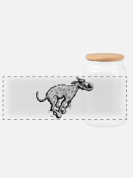 Sportlicher Irischer Wolfshund - Panorama Keksdose mit Holzdeckel - Weiß