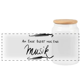 Am Ende bleibt nur eins Musik - Panorama Keksdose mit Holzdeckel - Weiß - Vorne