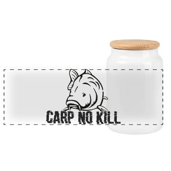 Carpe : Carp no kill 2019 - Boîte à biscuits avec couvercle en bois - blanc - Devant