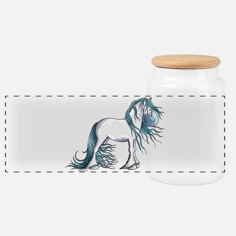 Fantasy Pferd - Panorama Keksdose mit Holzdeckel - Weiß