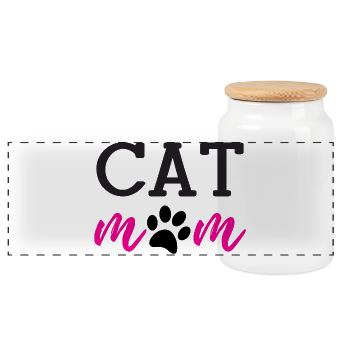 Cat Mom - Panorama Keksdose mit Holzdeckel - Weiß - Vorne