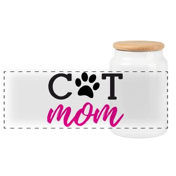 Cat Mom - Panorama Keksdose mit Holzdeckel - Weiß - Vorne