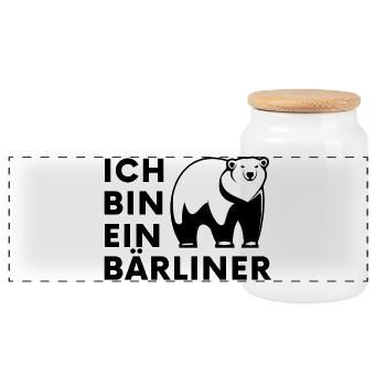 Polar Bären Silhouette Kontrast - Panorama Keksdose mit Holzdeckel - Weiß - Vorne