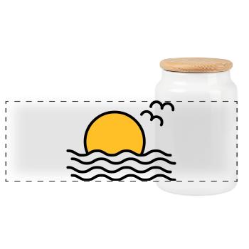 sunset - Panoramic Cookie Jar with Wooden Lid - white - Front