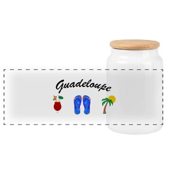 T-shirt Guadeloupe gwada sun rum sea beach - Panoramic Cookie Jar with Wooden Lid - white - Front
