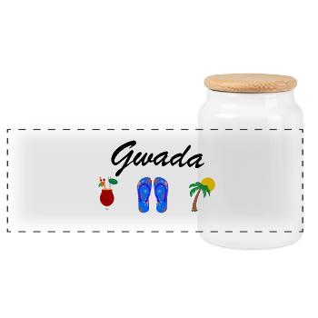 T-shirt Guadeloupe gwada sun rum sea beach - Panoramic Cookie Jar with Wooden Lid - white - Front