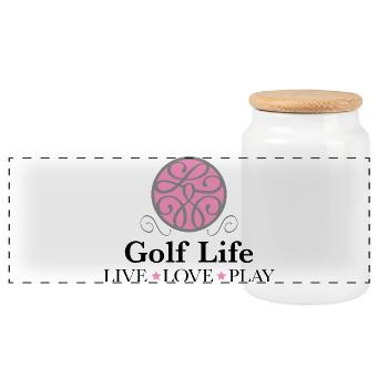 Golf T-Shirt - Panorama Keksdose mit Holzdeckel - Weiß - Vorne