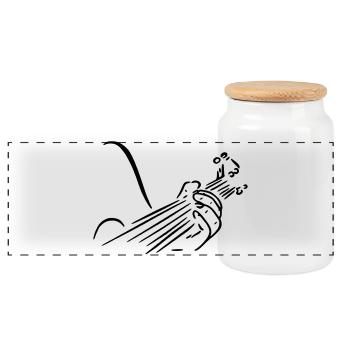 Guitarist guitar player musician band instrument # - Panoramic Cookie Jar with Wooden Lid - white - Front