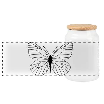 Papillon blanc - Boîte à biscuits avec couvercle en bois - blanc - Devant