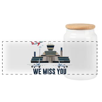 Aéroport de Tegel, TXL, tu nous manques - Boîte à biscuits avec couvercle en bois - blanc - Devant