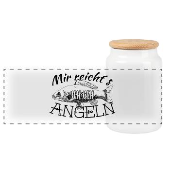 Angeln mir reichts ich geh Angeln Geschenk - Panorama Keksdose mit Holzdeckel - Weiß - Vorne