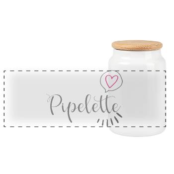 Chic Heart Pipelette - Panoramic Cookie Jar with Wooden Lid - white - Front