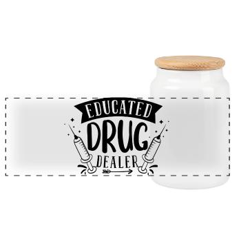Educated Drug Dealer Nurse Humor - Panorama Keksdose mit Holzdeckel - Weiß - Vorne