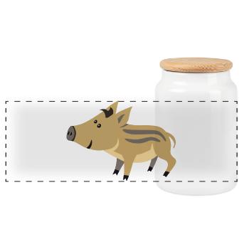 Bébé sanglier mignon – illustration mignonne - Boîte à biscuits avec couvercle en bois - blanc - Devant