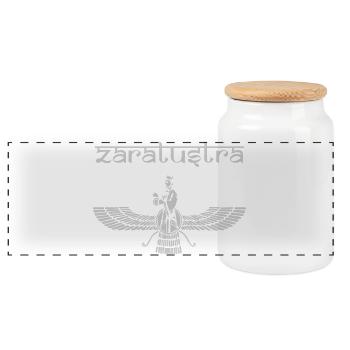 Zaratustra Farvahar - Panoramic Cookie Jar with Wooden Lid - white - Front