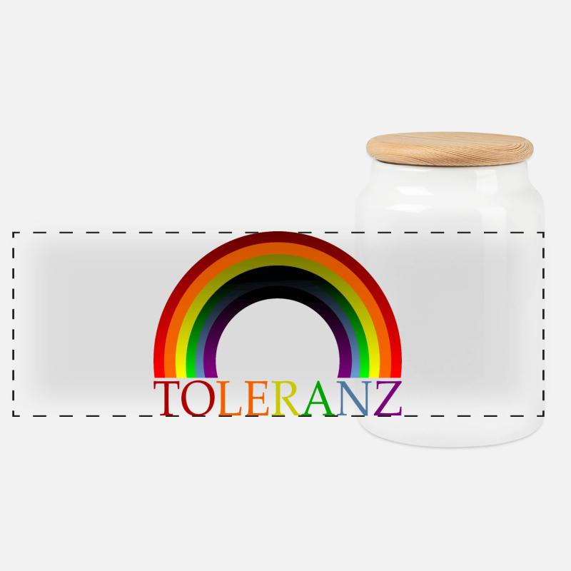TOLERANZ REGENBOGENFAHNE DIVERSITÄT VIELFALT - Panorama Keksdose mit Holzdeckel - Weiß