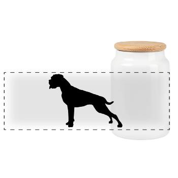 Boxer Stand silhouette - Panorama Keksdose mit Holzdeckel - Weiß - Vorne