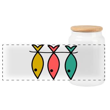 POISSON. PÊCHE. PÊCHEUR. BATEAU. RETRAITE. FÊTE - Boîte à biscuits avec couvercle en bois - blanc - Devant