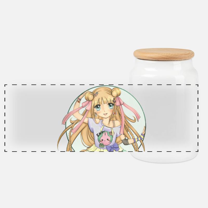 Manga - Panorama Keksdose mit Holzdeckel - Weiß