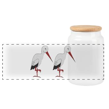 storch 2 fach - Panorama Keksdose mit Holzdeckel - Weiß - Vorne