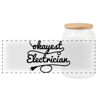 Électricien moyen - Boîte à biscuits avec couvercle en bois - blanc - Devant