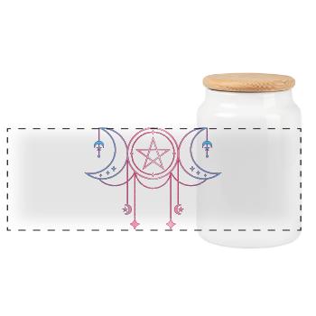 Triple Moon Goddess Transgender - Panoramic Cookie Jar with Wooden Lid - white - Front