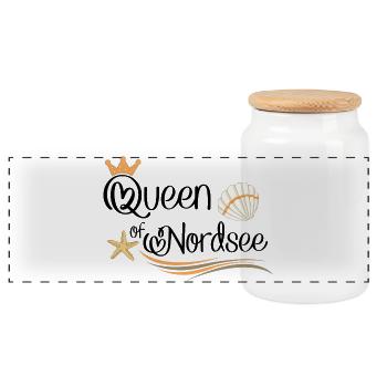 Geschenke für Frauen von der Küste - Panorama Keksdose mit Holzdeckel - Weiß - Vorne
