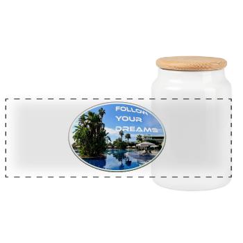 Rêves Vacances Suivre Soleil Plage Palmiers - Boîte à biscuits avec couvercle en bois - blanc - Devant
