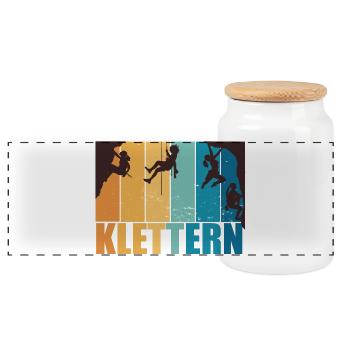 Klettern Bouldern Bergsteigen Berge Vintage - Panorama Keksdose mit Holzdeckel - Weiß - Vorne