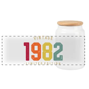 Millésime 1982 Edition Limitée - Boîte à biscuits avec couvercle en bois - blanc - Devant