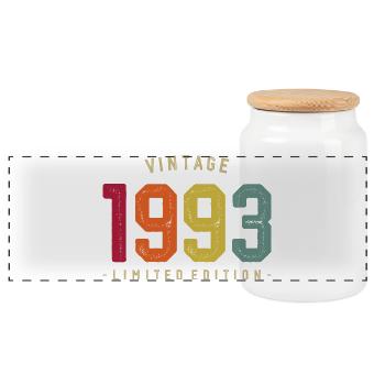 Jahrgang 1993 Limitierte Auflage - Panorama Keksdose mit Holzdeckel - Weiß - Vorne