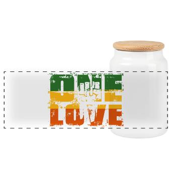 Bannière rastafari One Love - Boîte à biscuits avec couvercle en bois - blanc - Devant