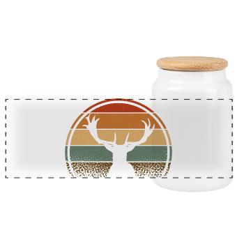 Cerf - Boîte à biscuits avec couvercle en bois - blanc - Devant