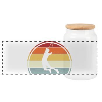 Badminton - Boîte à biscuits avec couvercle en bois - blanc - Devant