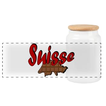 Suisse Chocolat - Boîte à biscuits avec couvercle en bois - blanc - Devant