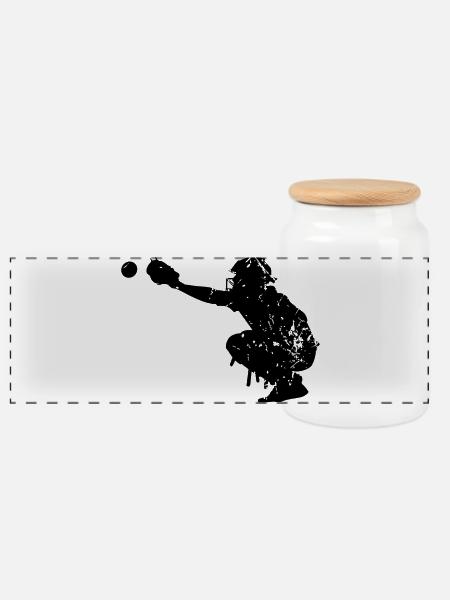 Baseball - Panorama Keksdose mit Holzdeckel - Weiß
