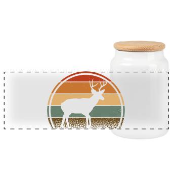 Deer - Panoramic Cookie Jar with Wooden Lid - white - Front