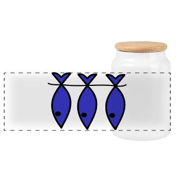 SARDINE. FISH. APRIL FOOL. EASTER. SEA - Panoramic Cookie Jar with Wooden Lid - white - Front