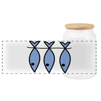 SARDINE. FISH. APRIL FOOL. EASTER. SEA - Panoramic Cookie Jar with Wooden Lid - white - Front