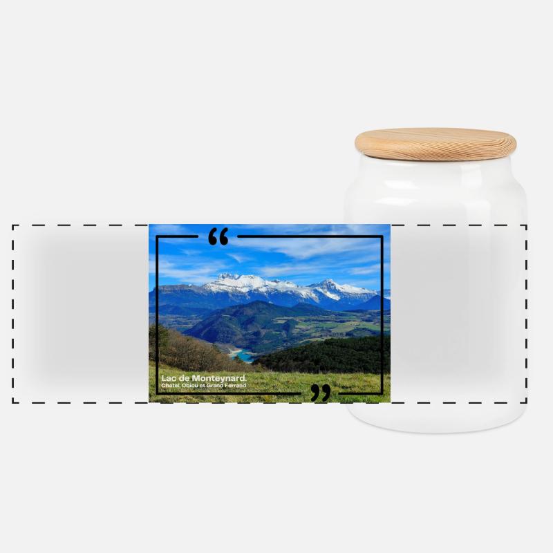 Der Monteynard-See 120323 - Panorama Keksdose mit Holzdeckel - Weiß